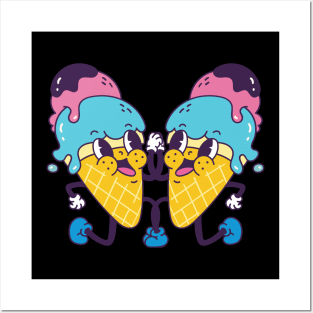 Ice cream cone cartoon Posters and Art